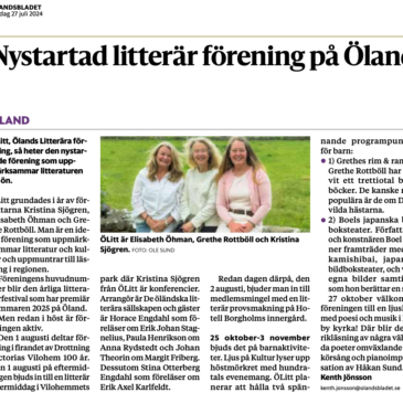 Ölandsbladet: Nystartad litterär förening på Öland