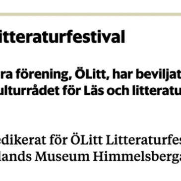 Ölandsbladet: Bidrag till litteraturfestival