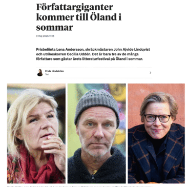 Barometern: Författargiganter kommer till Öland i sommar