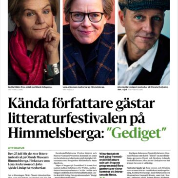 Ölandsbladets Turistguide: Kända författare gästar litteraturfestivalen på Himmelsberga: ”Gediget”