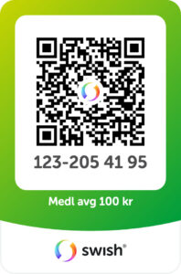 Swishkod avgift stödmedlem 100 kr